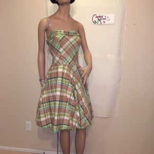 FE Fashion Strapless plaid sundress